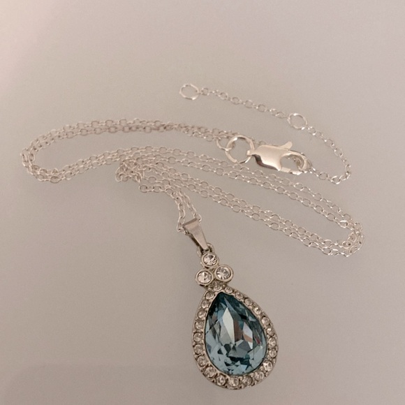 Givenchy Silver Necklace with Blue Teardrop Pendant - Picture 5 of 5